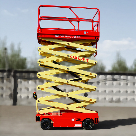 OXLIFT QZ-050-070 Самоходный (поводковый) подъемник ножничного типа с питанием от АКБ 7000 мм 500 кг